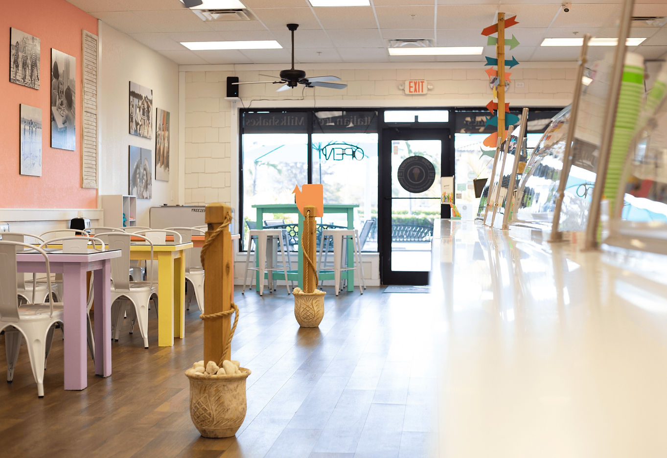 Colorful interior of Cape Creamery ice cream shop in Cape Coral