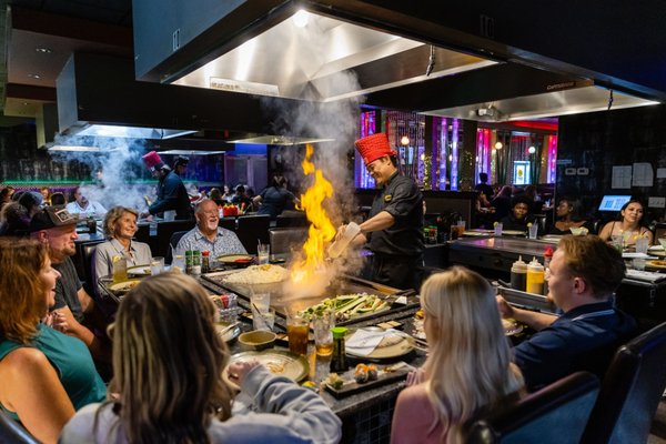 Hibachi cooking at Kumo Japanese Steakhouse in Cape Coral